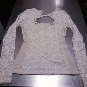 Bebe Cream Lace Long Sleeve